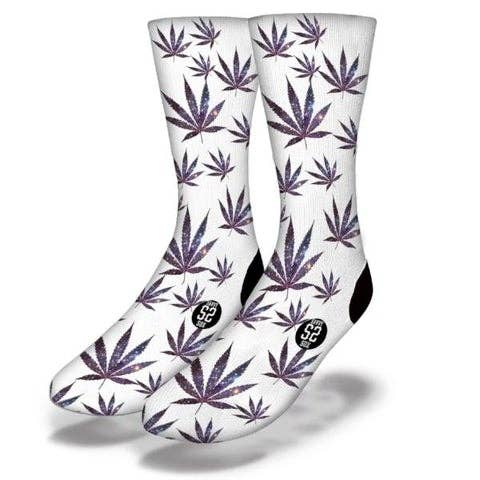 PURPLE HAZE POT LEAF Funny Weed Socks for wholesale by Savvy Sox
