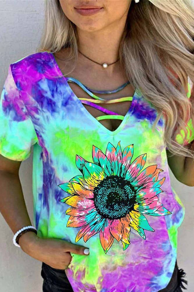 sunflower tie dye shirt