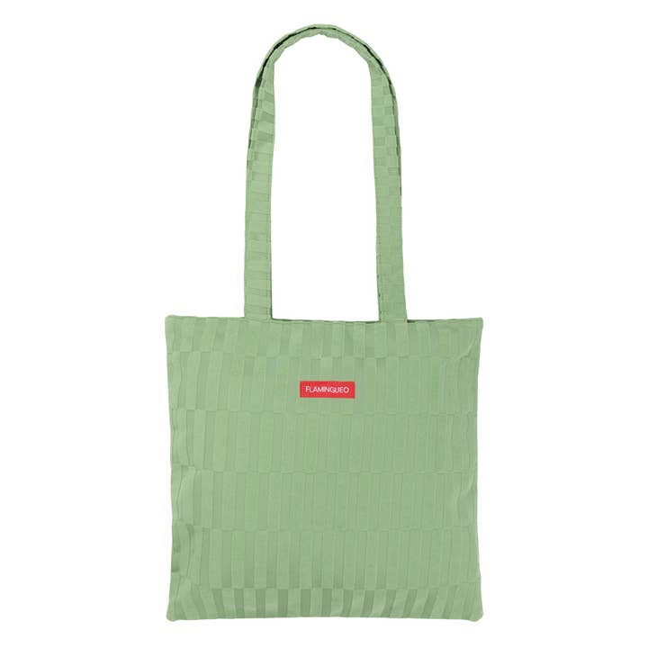 Flamingueo - Wholesale Beach Accessories - Green terry tote bag with stripes