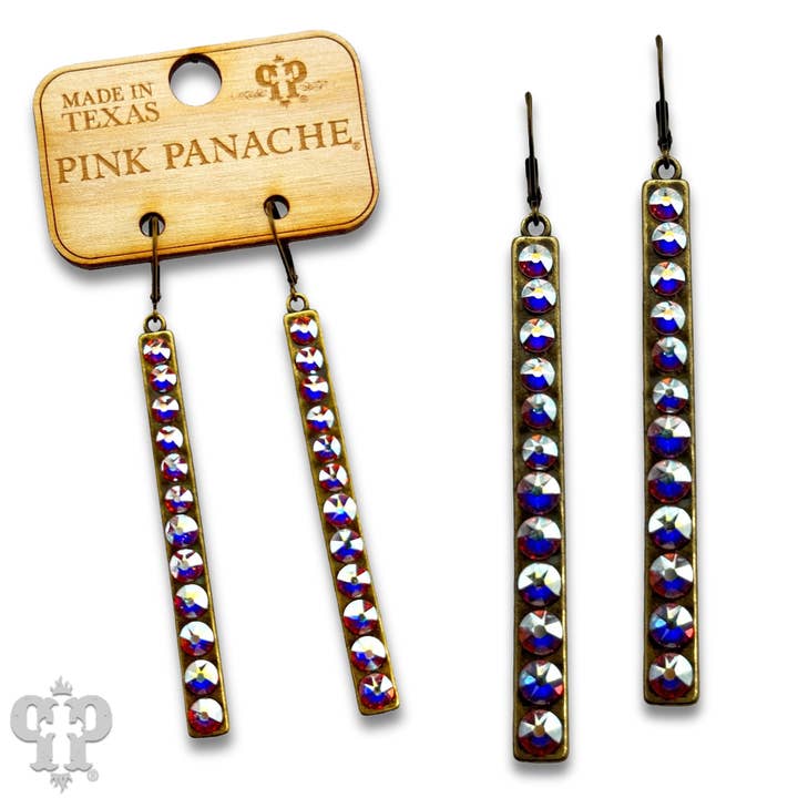 Pink Panache Brands - Wholesale Dangle Earrings - Sleek bar earring with Austrian crystals