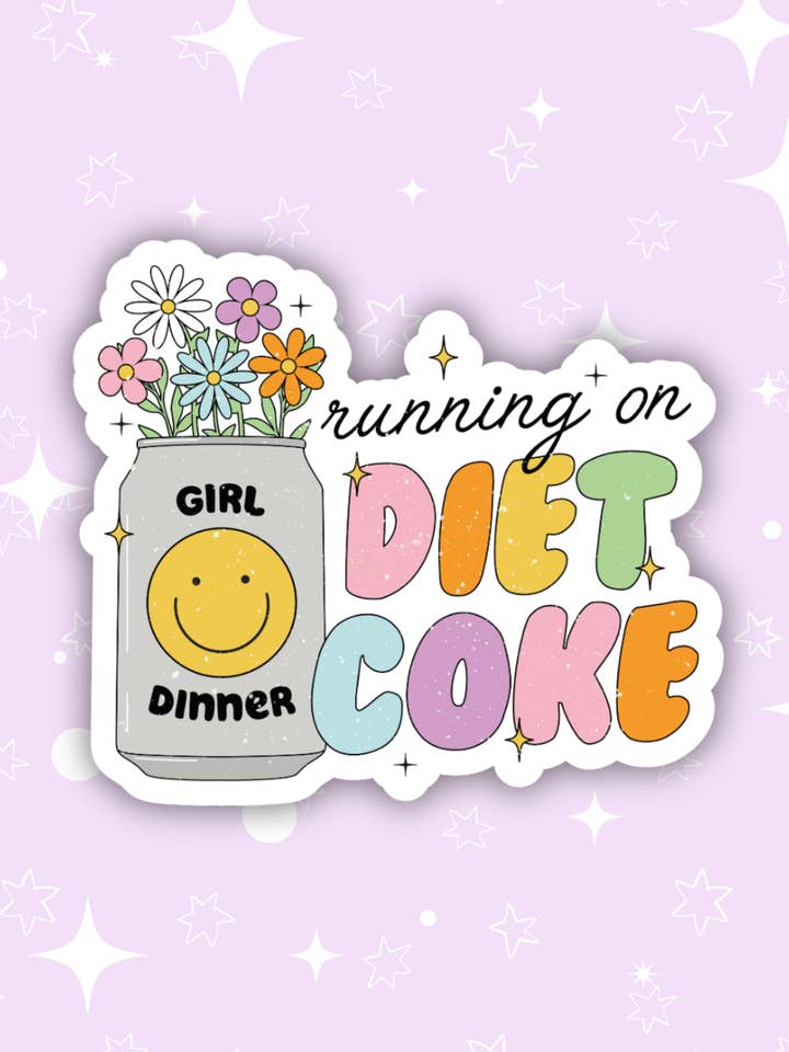 Lustiger Aufkleber zum Abendessen für Mädchen, das auf Diät-Cola läuft für den Großhandel von Lalatina Shop