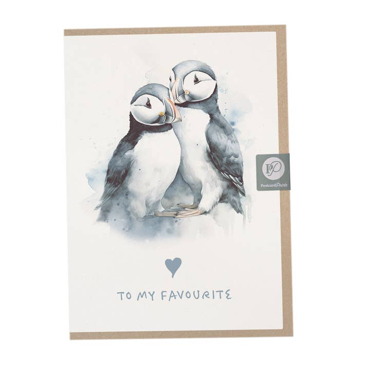 Puffin Valentine’s Day Card for Her or Him for wholesale by Postcard Prints