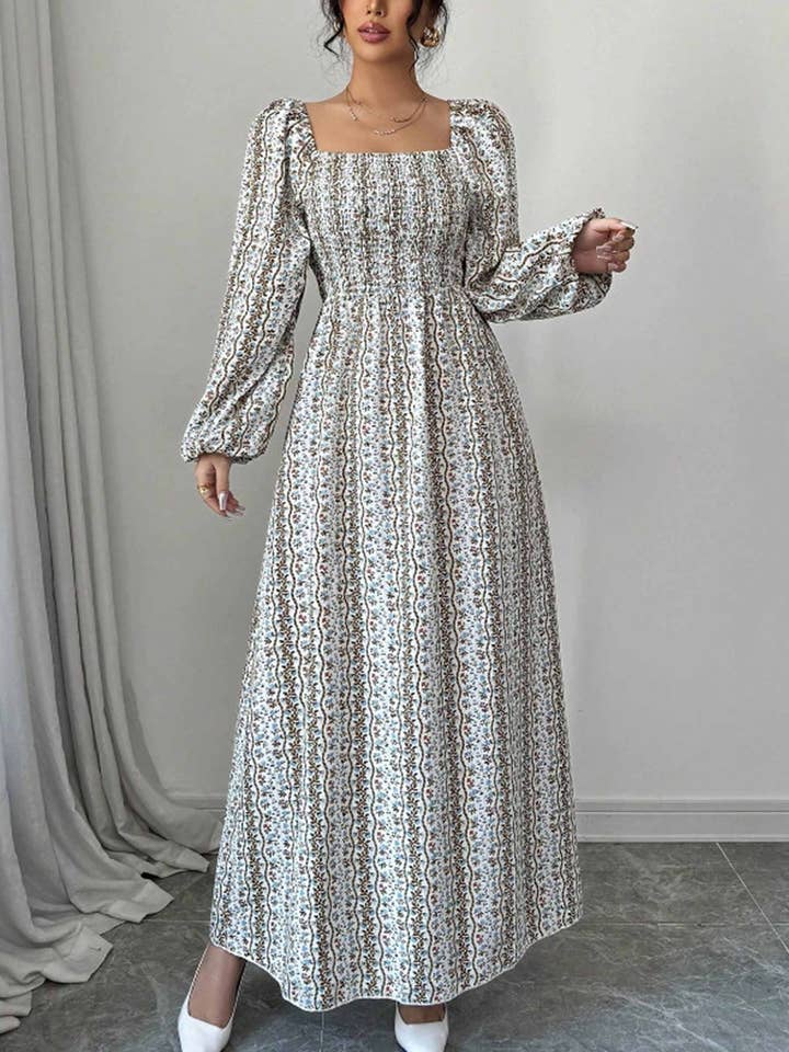 Robe imprimée à manches lanternes pour la vente par Wholesalesir