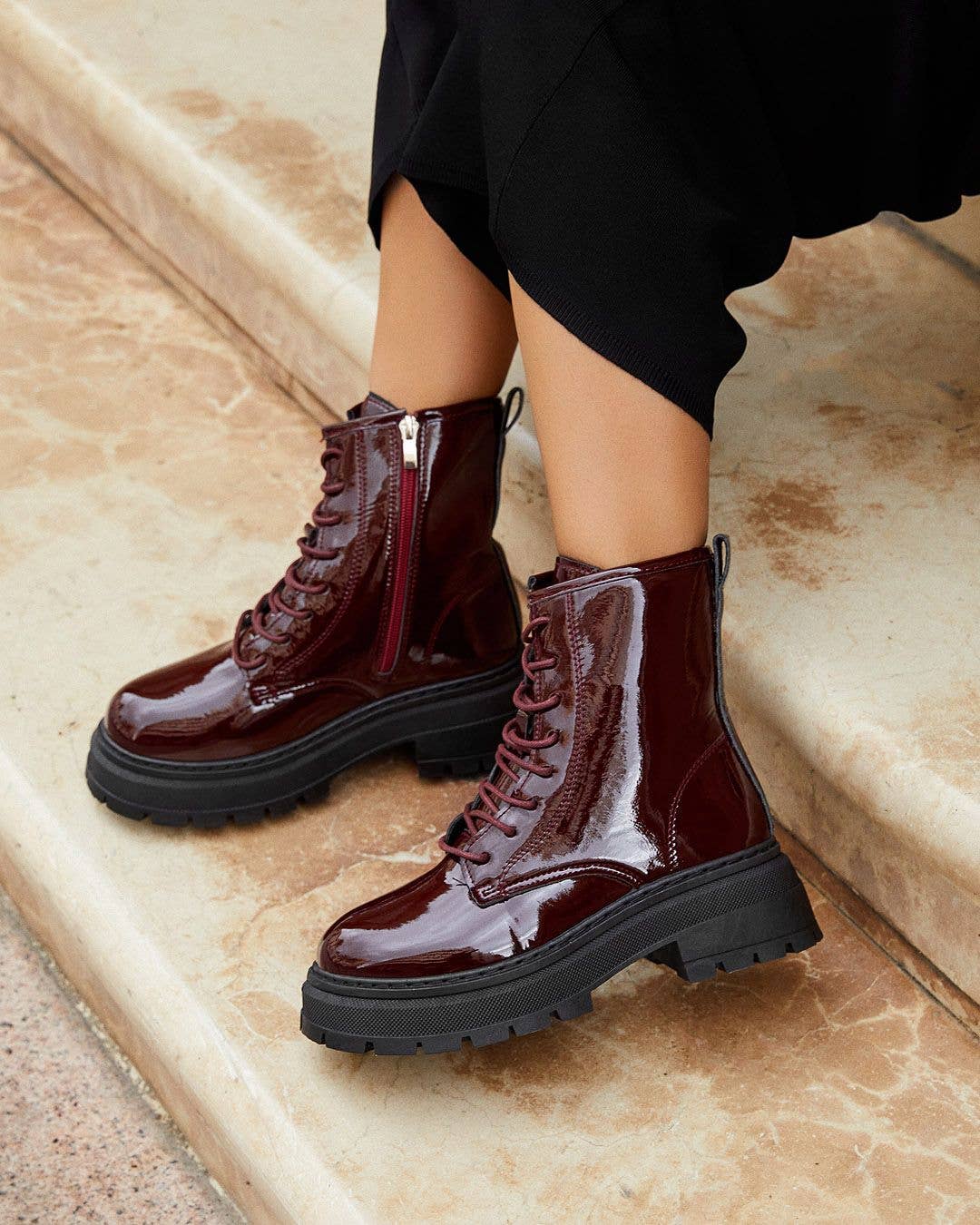 SWEET MAGIC SHOES & BAGS - Wholesale Combat/Military Boots - Women's - CASUAL BOOT WITH WIDE SOLE IN FAUX LEATHER0