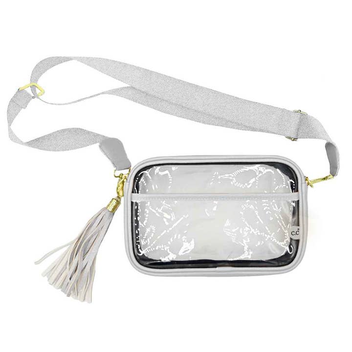 Fashion City - Wholesale Crossbody Bag - Women's - Colored Outline Clear Bag with Faux Leather Tassel11