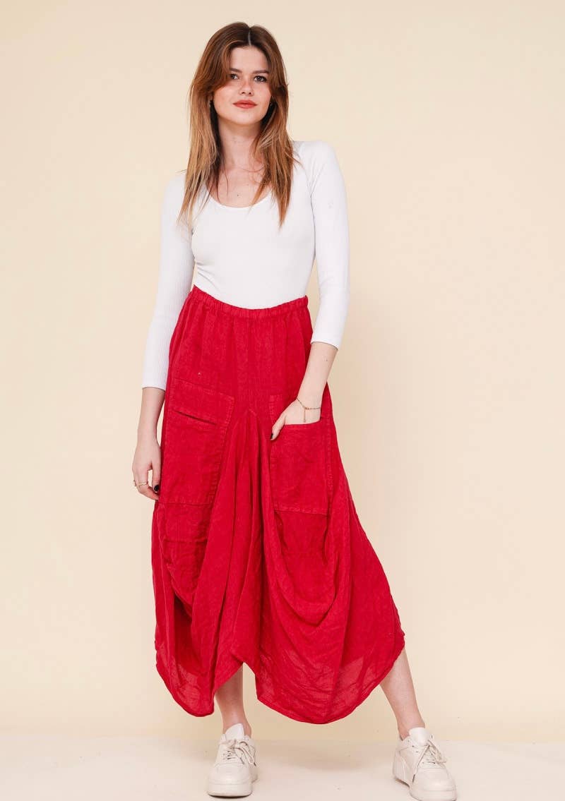 LINEN & COTTON HOUSE - Wholesale Jumpsuit - Women's - LINEN SAROUEL SKIRT WITH POCKETS 9917 663328