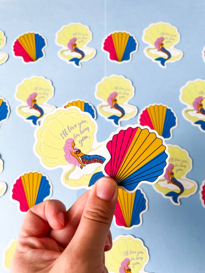 Pansexual Mermaid LGBTQIA+ Sticker Pack for wholesale by Rainbow Certified