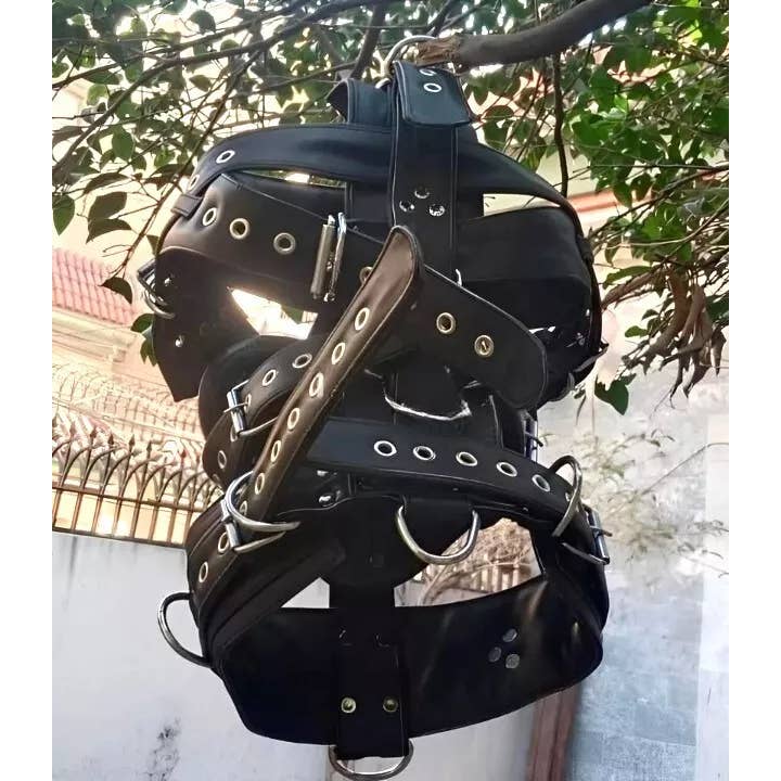 The Master Tanners - Wholesale Sex Toy - BDSM Muzzle Head Harness Leather Gear Face Hood Fetish Mask