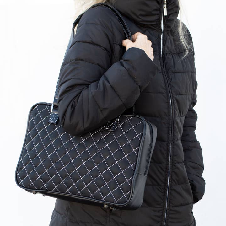 The Monaco - A Quilted Black Shoulder Bag for wholesale by Crescent Moon Yoga