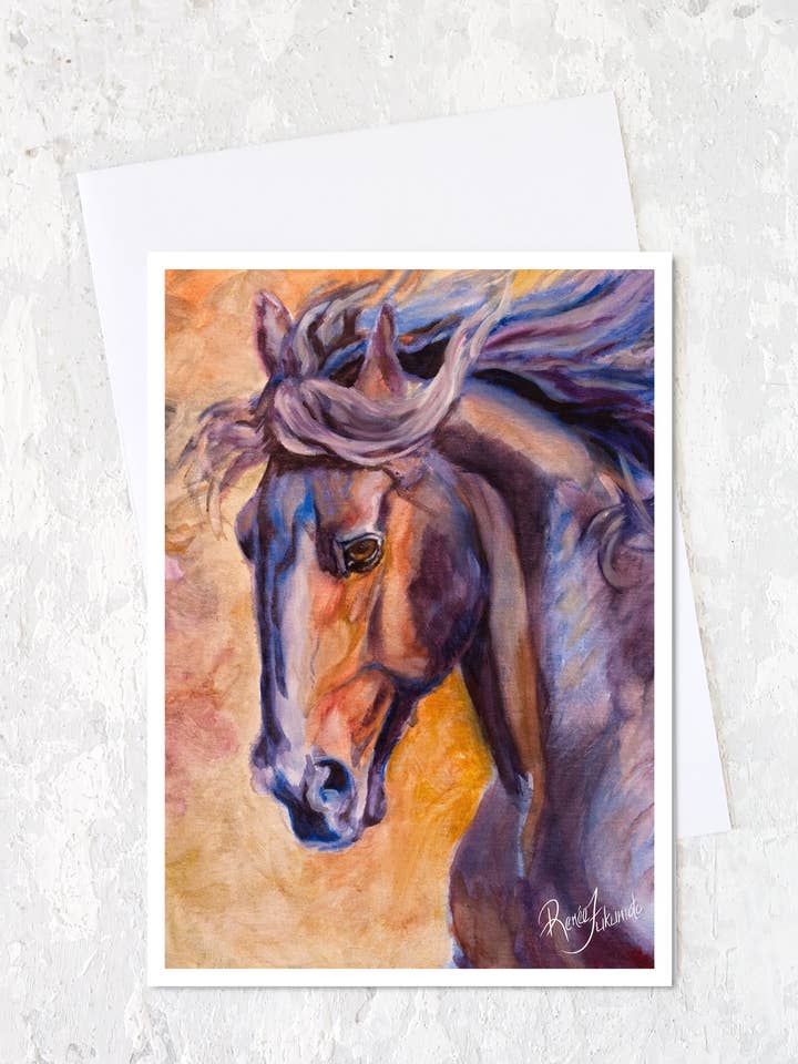 Modern Art Horse Greeting Card for wholesale by Renee Fukumoto