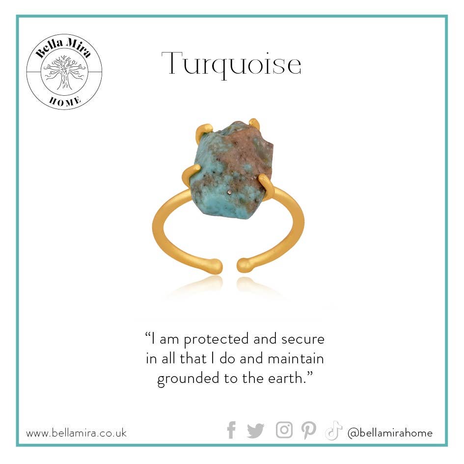 BellaMira Home – wholesale Cocktail/statement ring – Raw Turquoise Ring - Sagittarius/December Birthstone Zodiac1