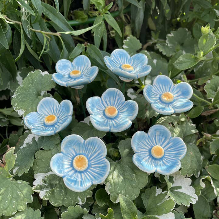 Keramik blomma i Akarp - Wholesale Garden/Lawn Stake - Ceramic Turquoise Plum blossoms,Plant stake