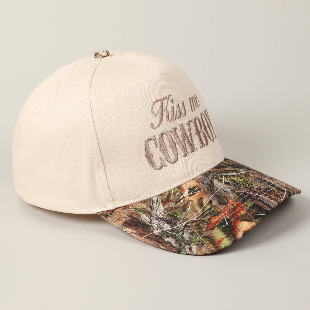 Fashion City - Wholesale Baseball Cap - Unisex - Kiss Me Cowboy Embroidery Two-Tone Cap2