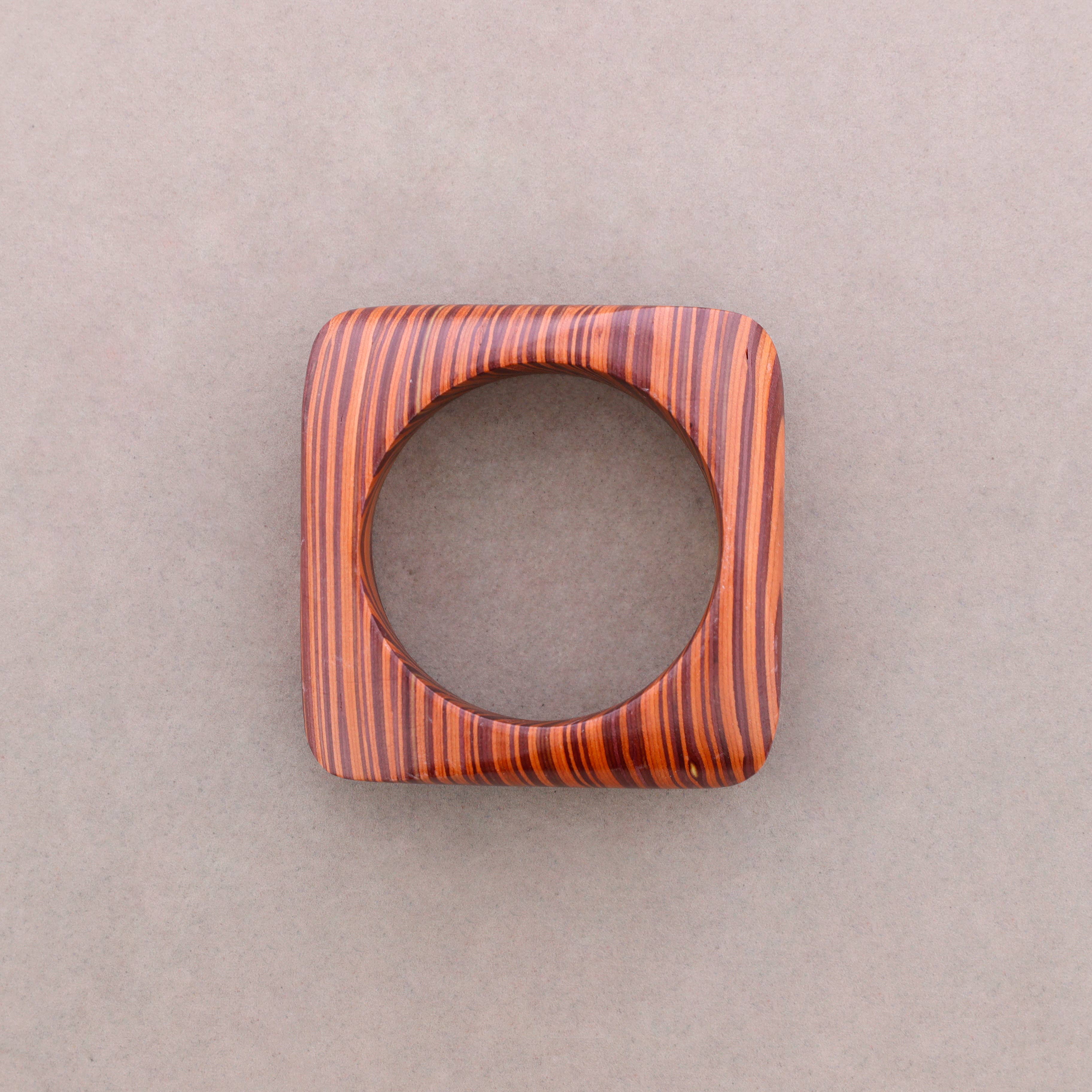 Sonata - Wholesale Snap Jewelry - Square Rigid Wooden Bracelet5