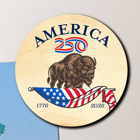 Aimant Rond Buffalo America250™ pour la vente par Nelson Gifts Wholesale