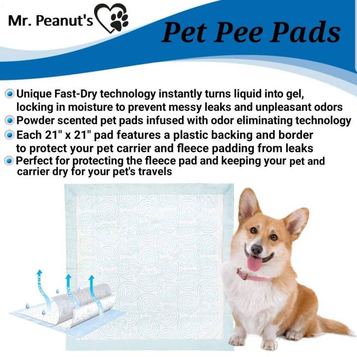 Mr. Peanut's - Wholesale Pet Pee Pad - Dog - Mr. Peanut’s Premium Absorbent Gel Pee Pads 23"X23", 6 Layers of Lightly Scented Protection