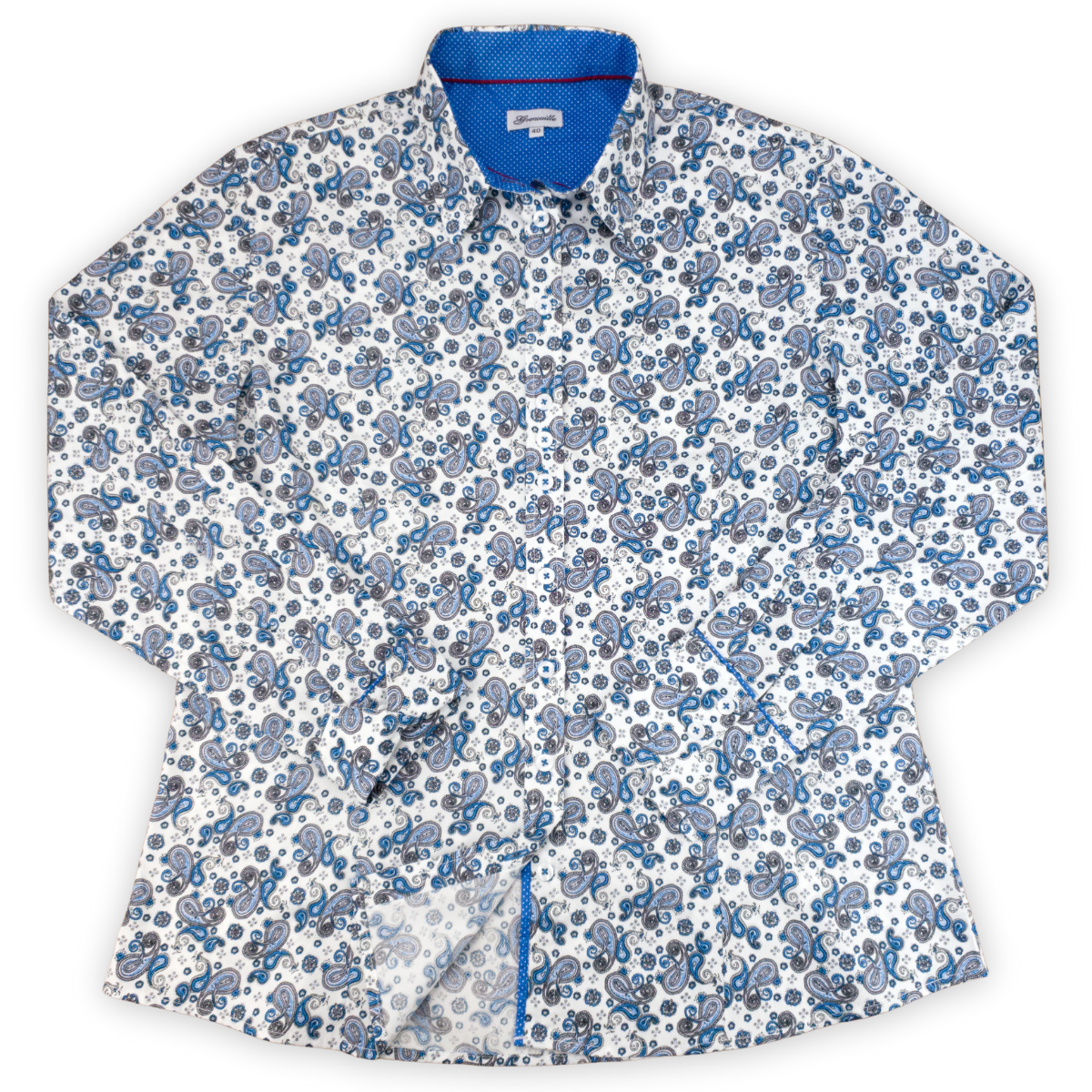 Salamander Shirts Ltd - Vente Chemise – femme - Chemise femme à manches longues bleu roi à motif cachemire2