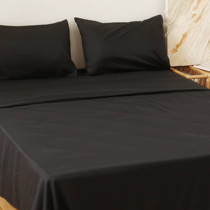 Juego de ropa de cama lisa negra para venta al por mayor de BOD HOME