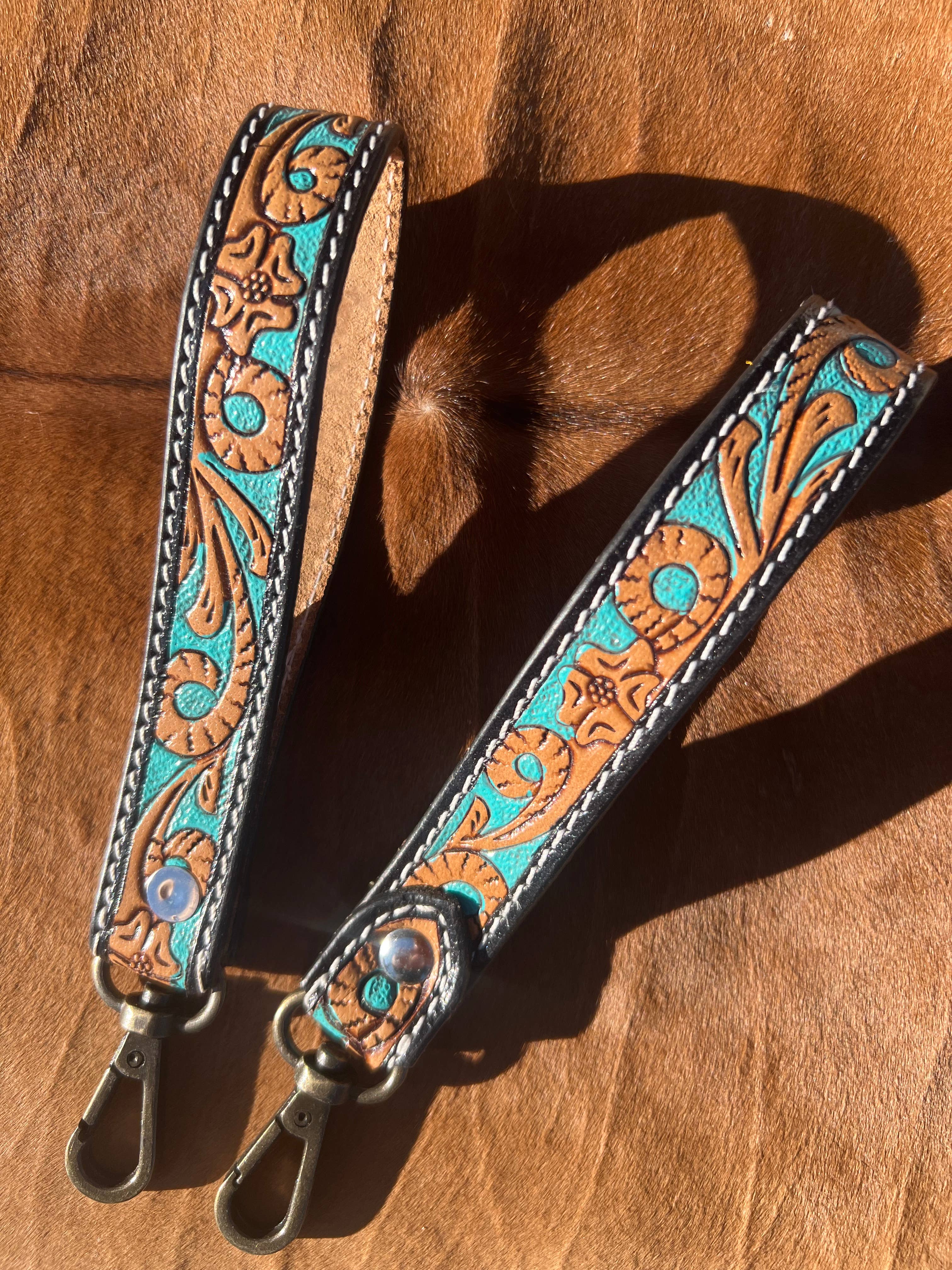 Westrian International - Vente Porte-clés – femme - Porte-clés en cuir western avec bracelet enroulé turquoise2