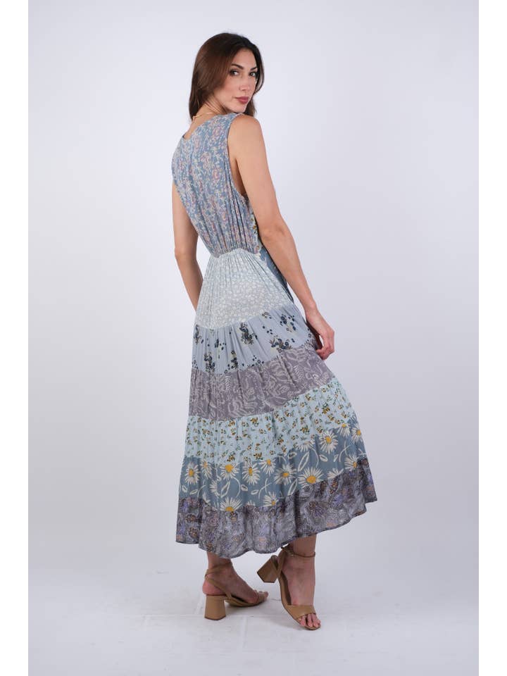 Sacred Threads - Wholesale Dress - Women's - Bluebell Breeze Patchwork Summer Dress XXL