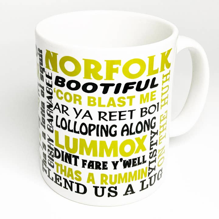 Norfolk dialect mug for wholesale by Character Shop