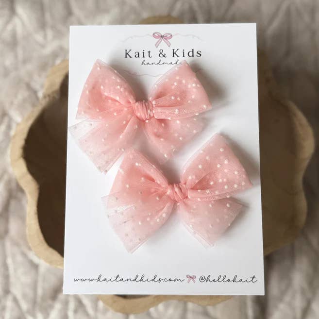 pink dot mesh / classic / single or piggy set for wholesale by Kait + Kids