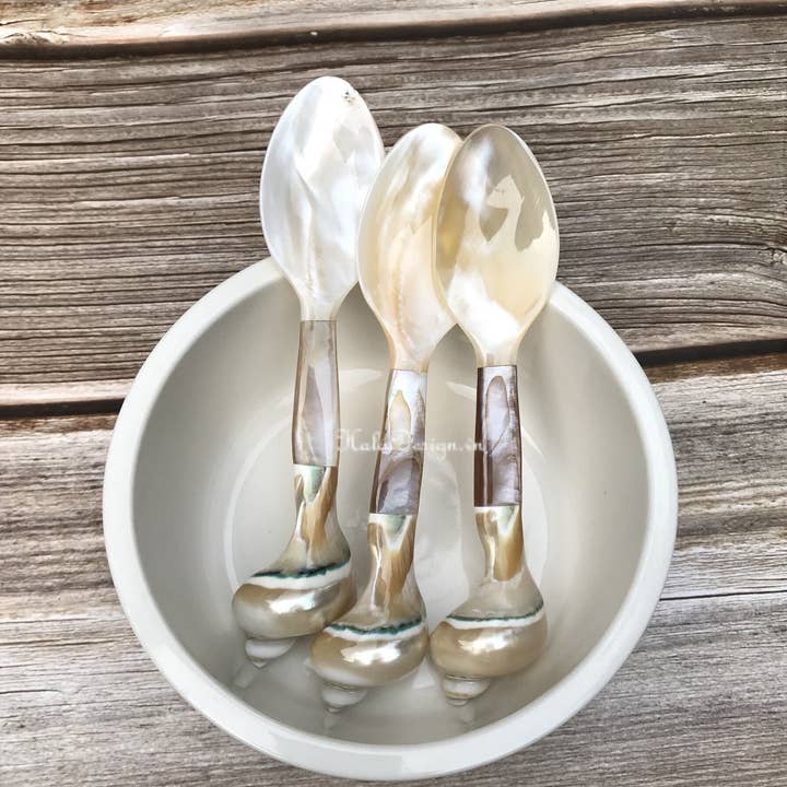 Hala Design - Wholesale Kitchen Spoon - Custom Engraved Oyster and Snail Spoon Length = 16 cm0