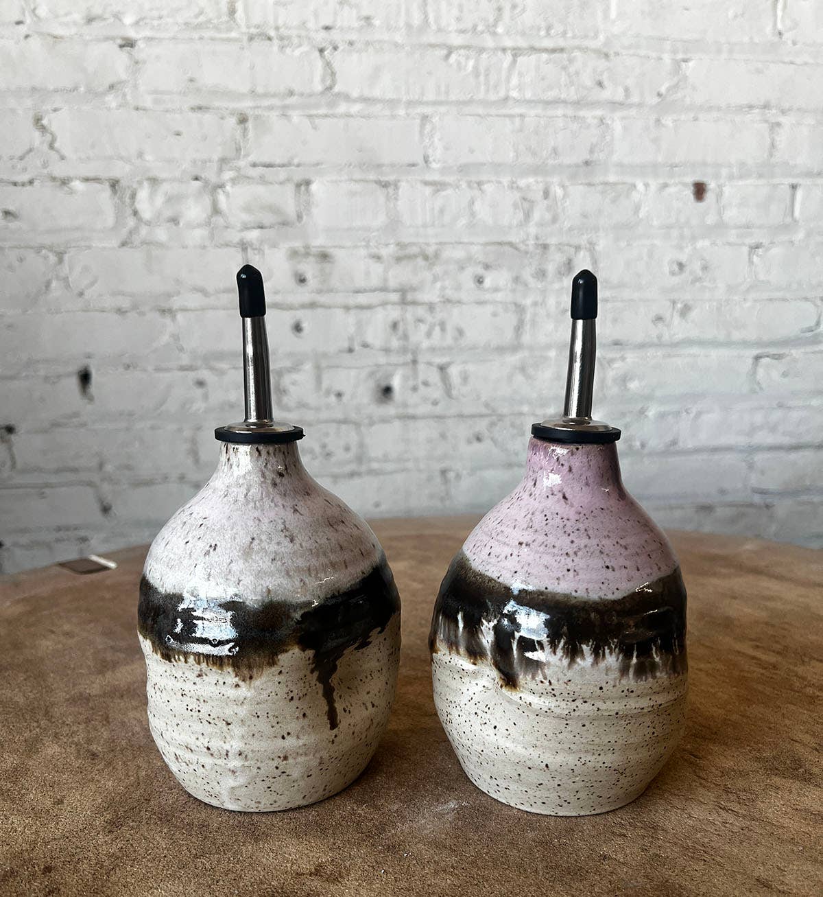Gina DeSantis Ceramics - Wholesale Oil/Vinegar Dispenser - Borealis Vinegar Cruets2