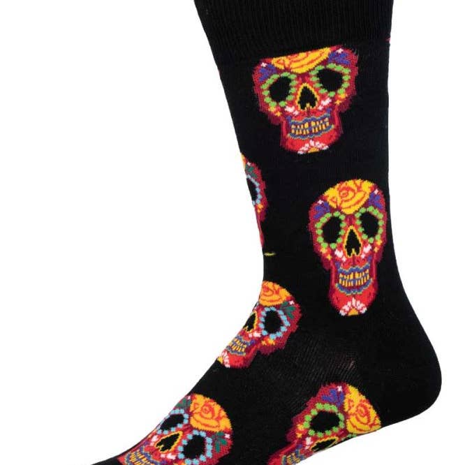 Socksmith Mens Socks - Dia Des Los Muertos Skull for wholesale by Bobangles