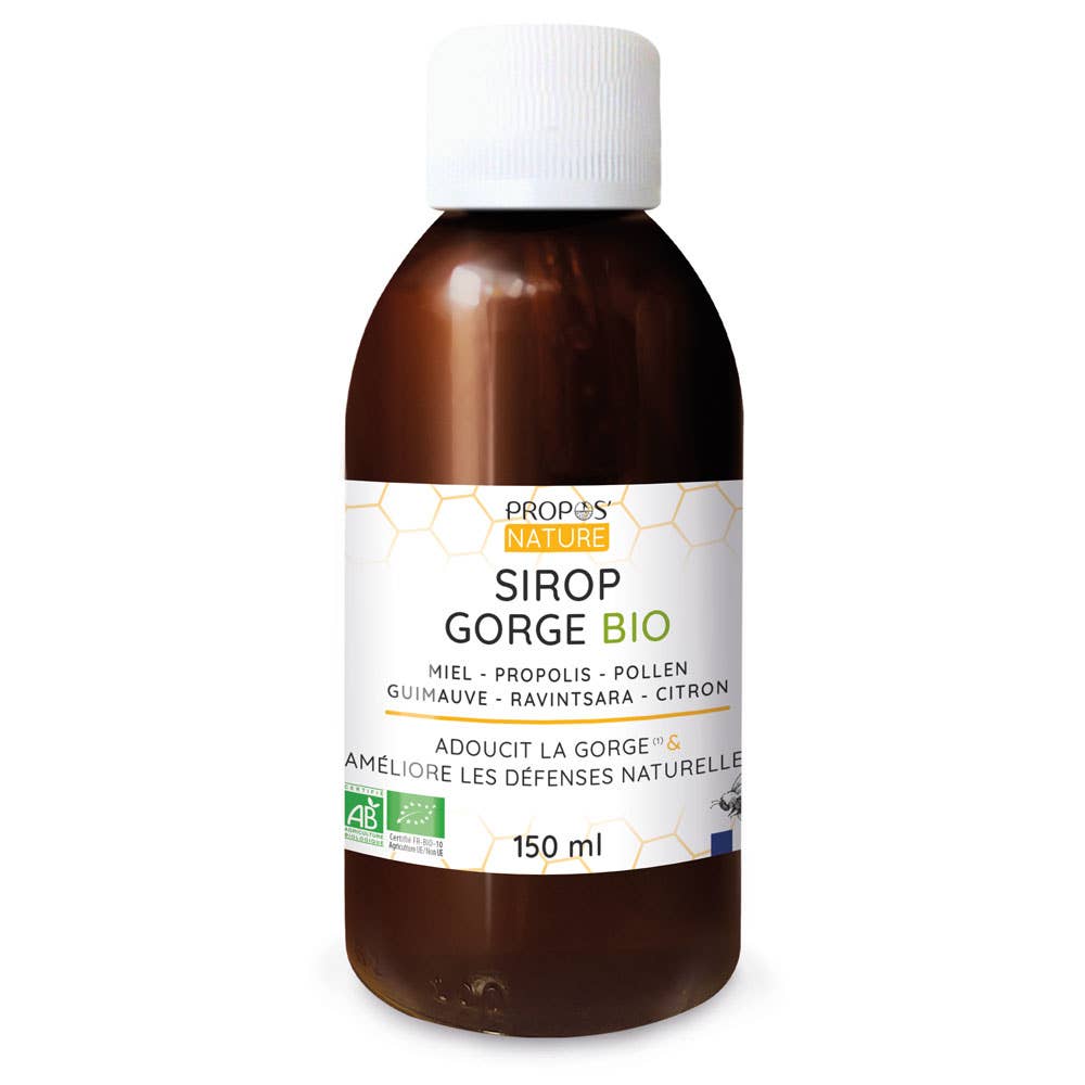 Propos'Nature - Wholesale Oral Supplement/Vitamin - Organic Throat Syrup - Propolis, Honey, Marshmallow - 150ml1