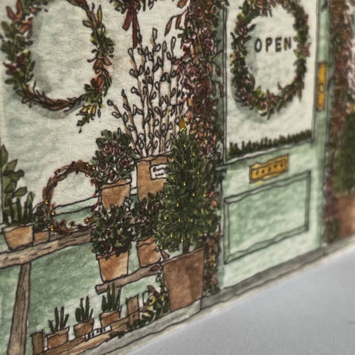 Brittany Davies Illustration - Wholesale Christmas card - Florist Hot Foiled Christmas Card3