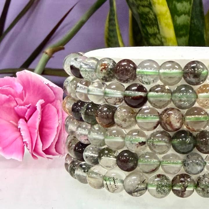 6mm Natural Garden Quartz 7.5” Crystal Stretch Bracelet for wholesale by KayleeNYC