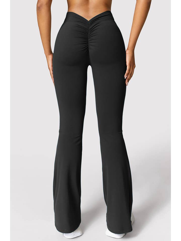 Color 5 - Wholesale Athletic pants – Women′s - Navy premium active wear yoga flare pants w/scrunch butt1