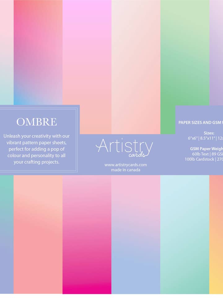 Ombre Scrapbook Paper: 24 or 12 Sheets for wholesale by Artistry Cards
