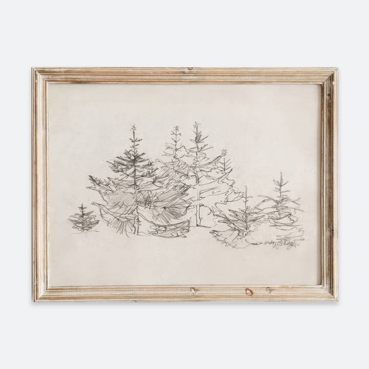 VP171 Vintage-Kunstdruck mit Tannenbaum-Skizze für den Großhandel von Sugar & Canvas