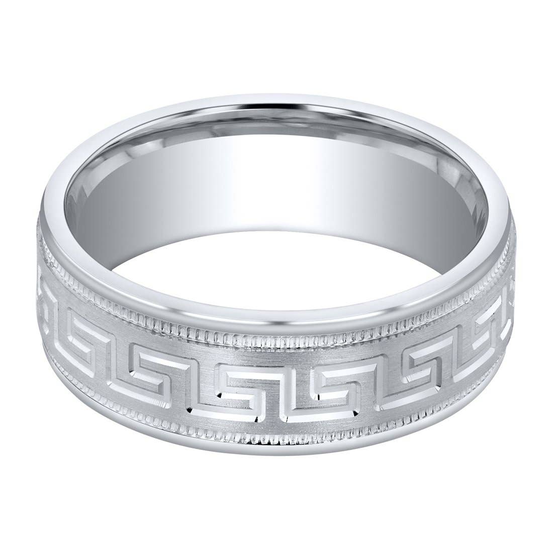 Peliani - Wholesale Band/Stacked Ring - Men's Sterling Silver Greek Key Band 7mm Sz 141