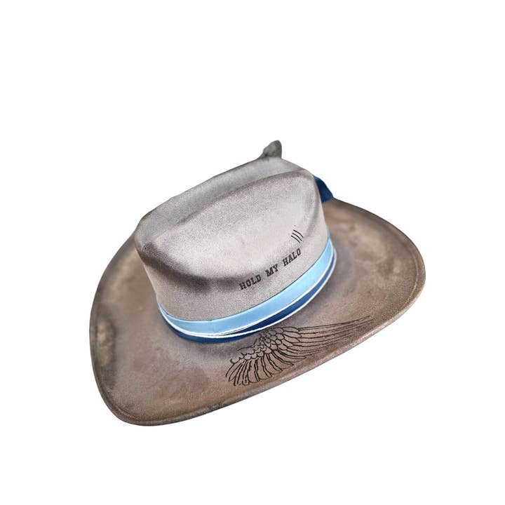 Wild Indigo - Wholesale Cowboy Hat - Women's - Hold My Halo Angel Wing Burnt Cowboy Hat