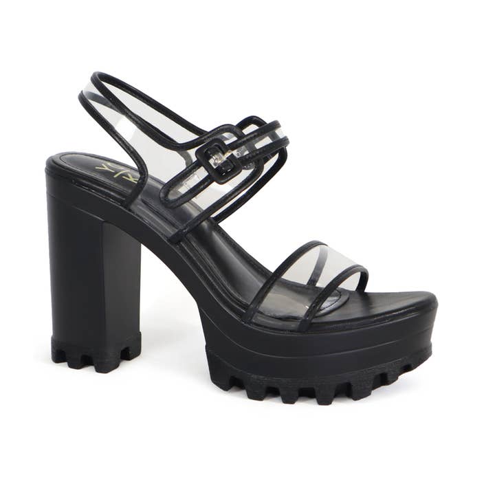 Yoki Fashion - Wholesale Platform Heels - Women's - YOKI ASTER Women's Chunky High Heel Clear Summer Sandals