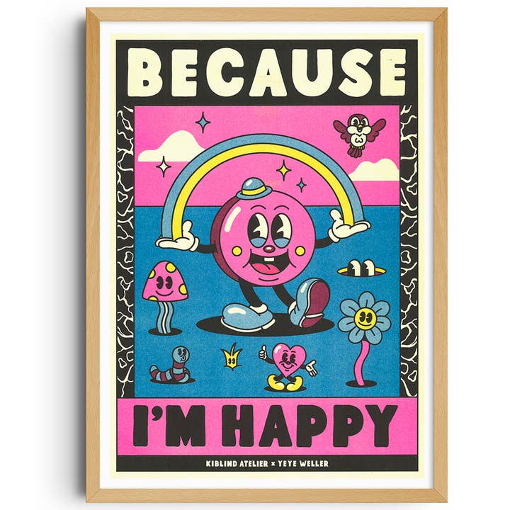 KIBLIND Atelier - Vente Poster - Affiche A3 - Yeye Weller - "Pharrell Williams – Because I’m Happy"0