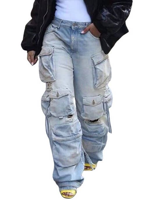 MB FASHION ELASTICATED WAIST DENIM PANTS 8483LY for wholesale by MB Fashion Wholesale