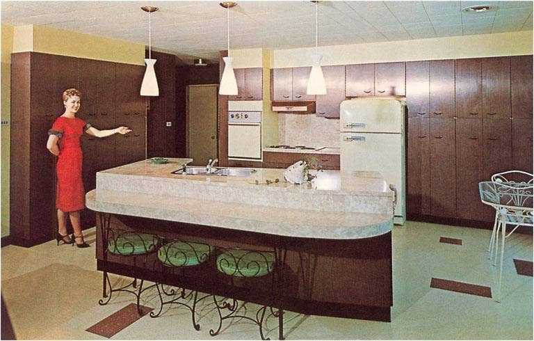 Found Image Press - Wholesale Art Print - Art Print CK-42 Modern Kitchen with Brown Cabinets