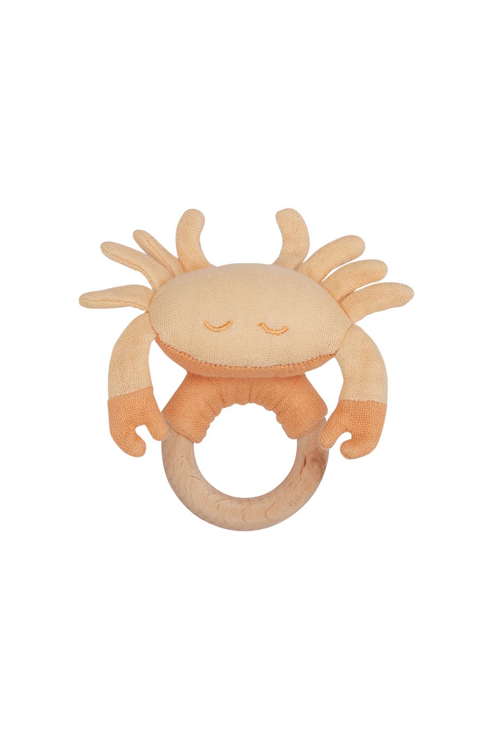 Leevje - Wholesale Rammelaar - Baby - Baby rammelaar met houten ring 'krab'0