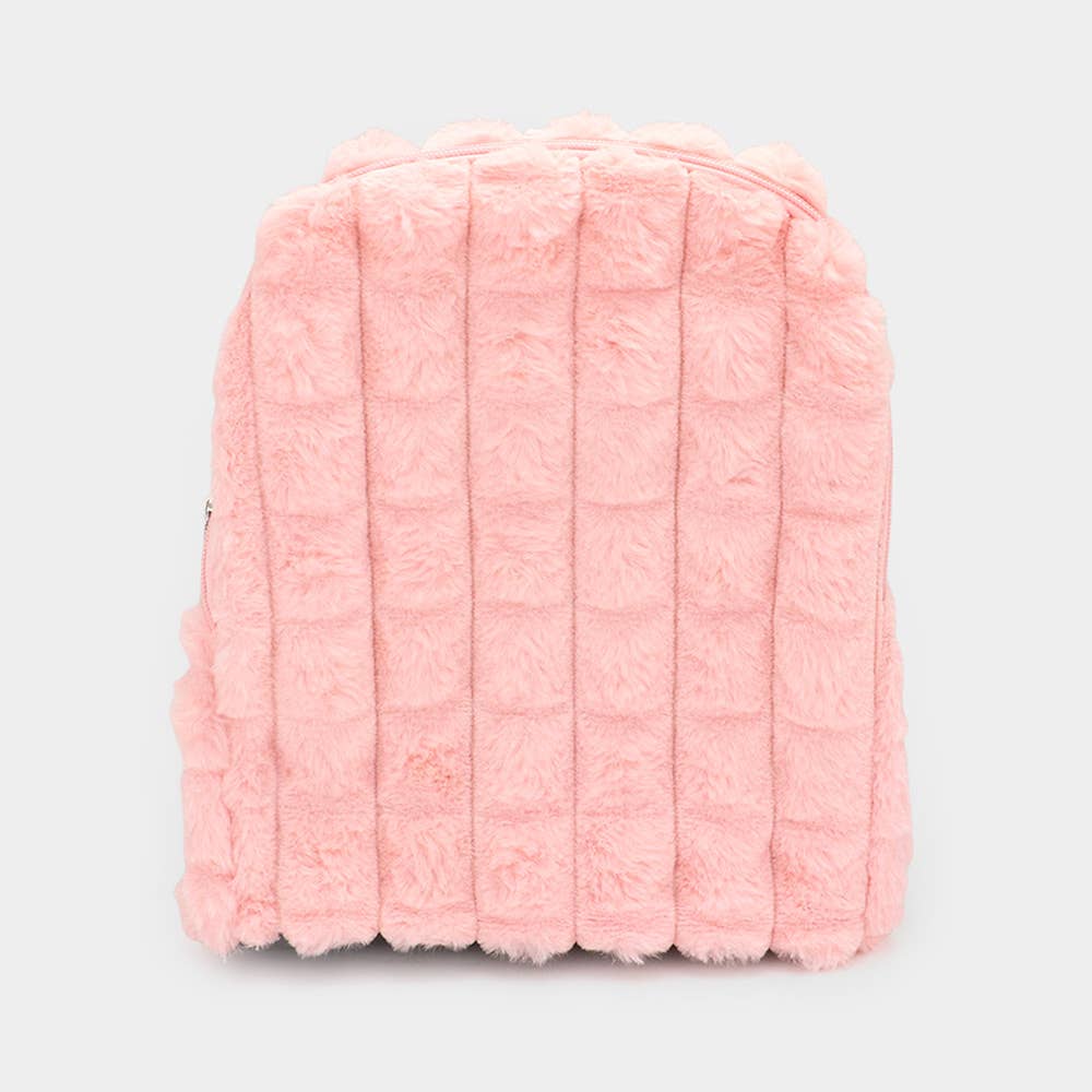 Sensibling Corp. - Wholesale Backpack - Women's - Quilted Solid Faux Fur Backpack Bag7