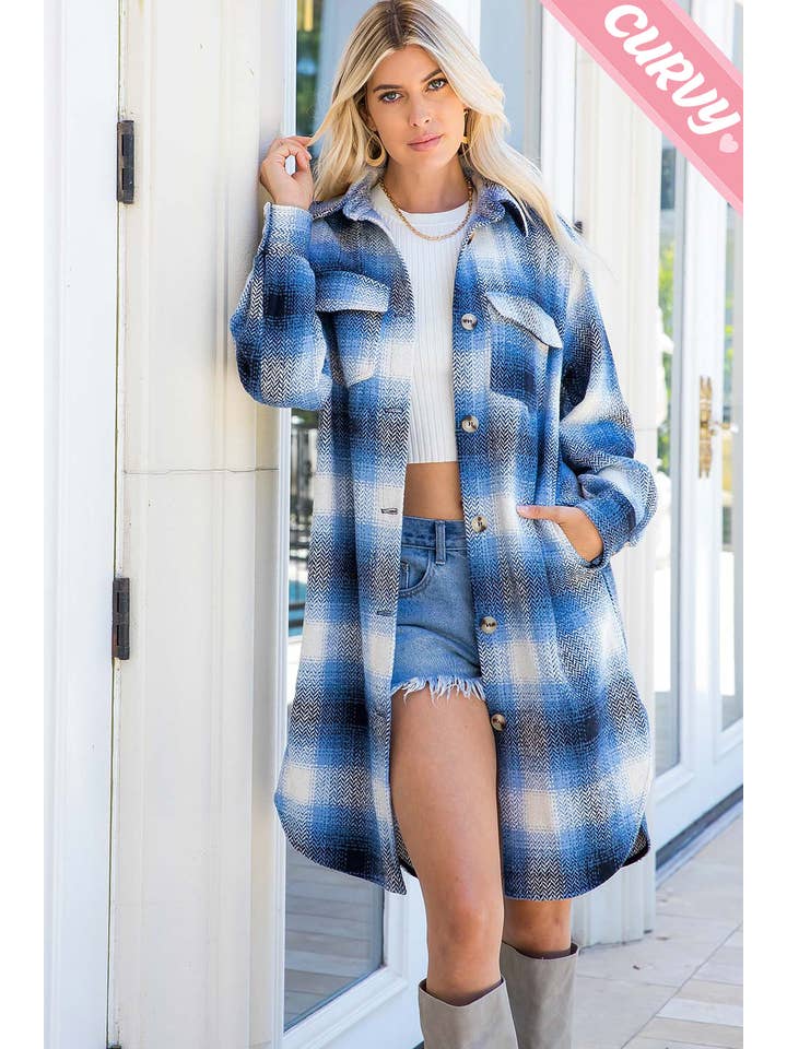 Sweet Lovely by Jen - Wholesale Shirt Jacket/Shacket - Women's - PLUS SIZE SHACKET /PLAID COAT12