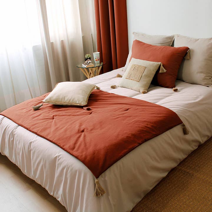 DECOSTARS - CmaDECO - Wholesale Down Comforter - Quilt with jute tassels, 90x190 cm, 11 colors, Panama19