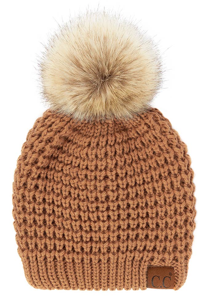 Hana - Wholesale Beanie - Women's - C.C Waffle Stitch Pattern Pom Beanie15