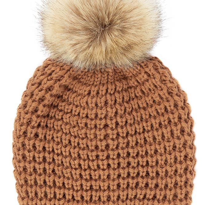 Hana - Wholesale Beanie - Women's - C.C Waffle Stitch Pattern Pom Beanie15
