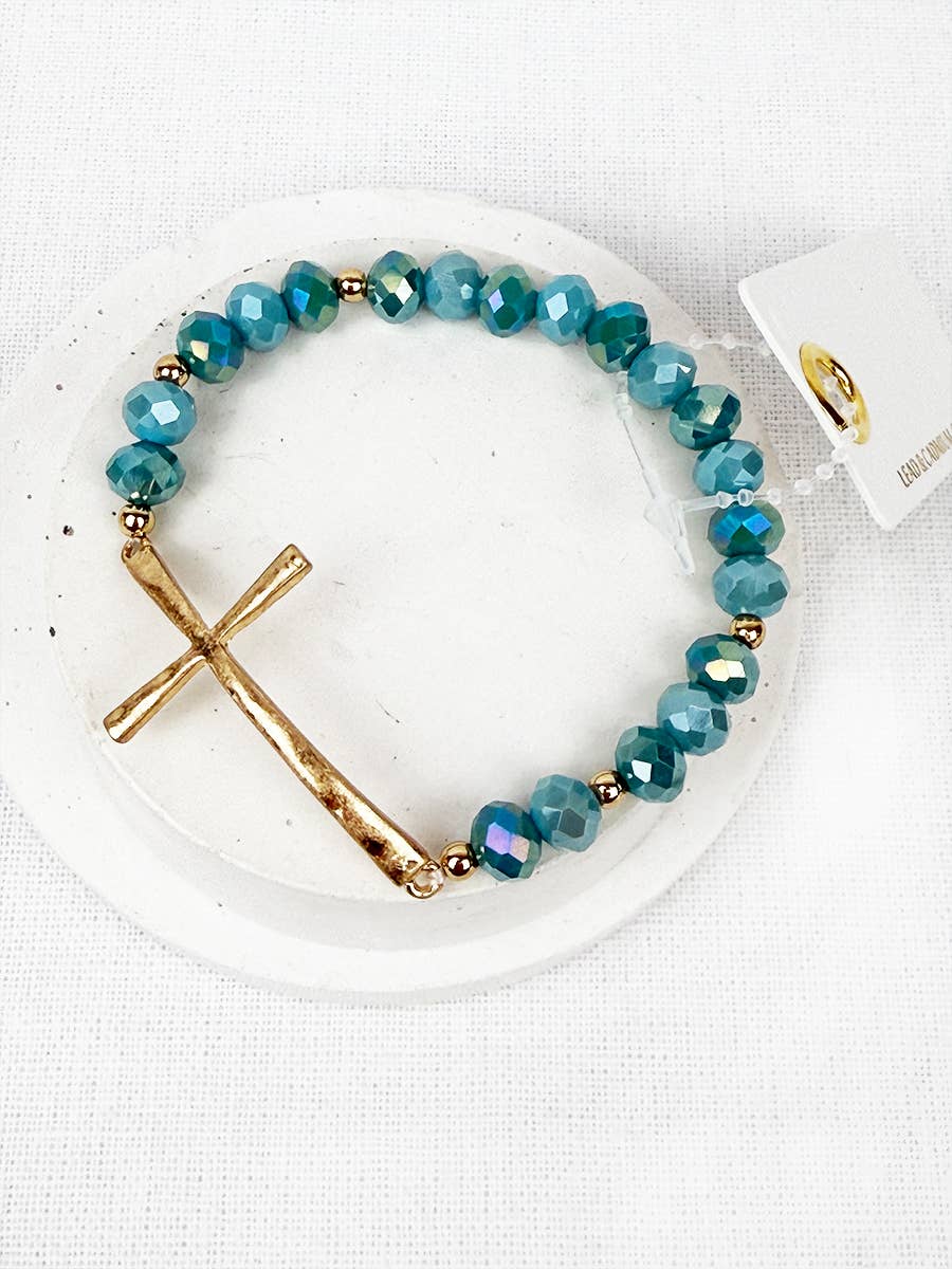 Love and Repeat - Vente Bracelet de perles - Bracelet de perles en cristal croix martelée mixte9