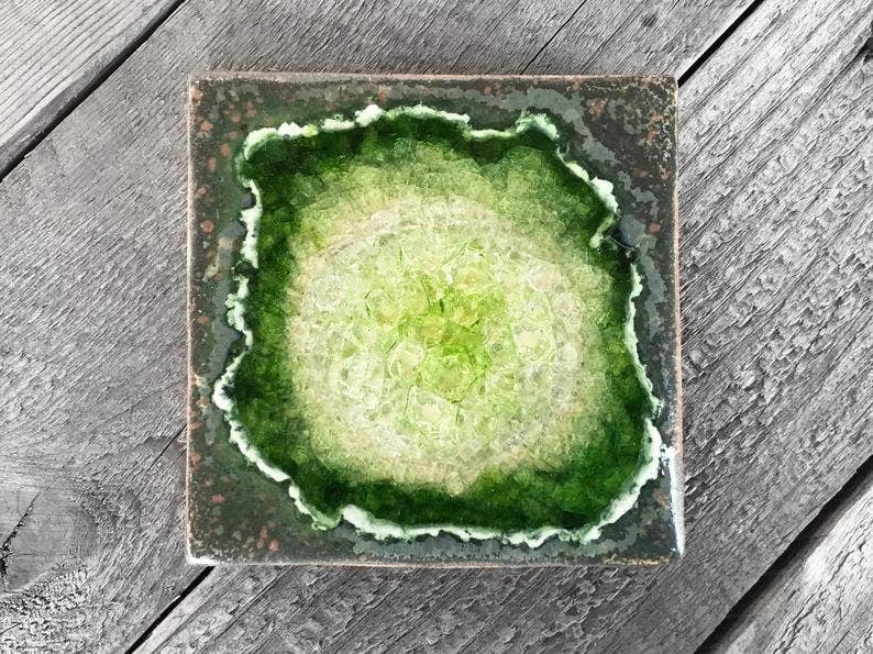 Dock 6 Pottery - Vente Sous-verre - Sous-verre Geode Crackle, individuel, 4 « x 4", verre fondu14