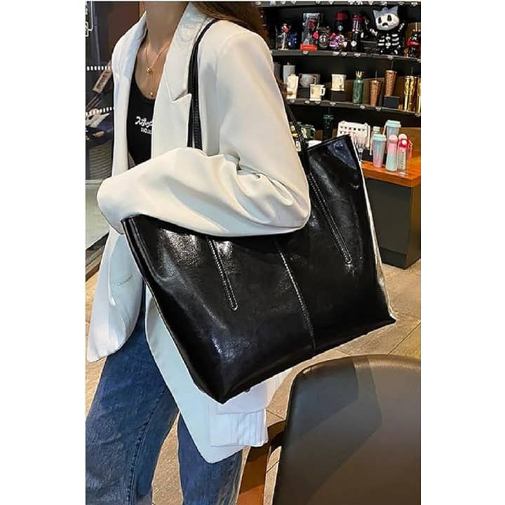 42POPS - Wholesale Tote Bag - Women's - ..._ SI-27221 Vegan Leather Large Capacity Classic Tote Bag